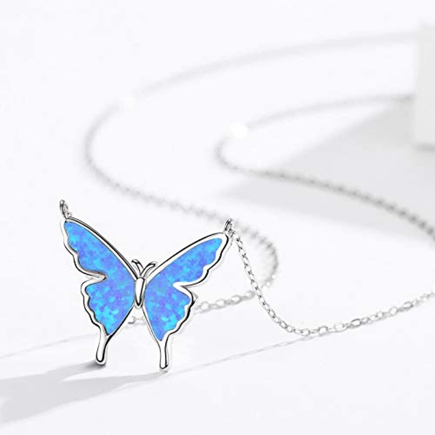 925 Sterling Silver Opal Butterfly Necklace - Málle