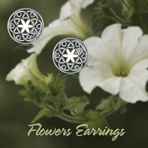 Sterling Silver Flower of Life Stud Earrings for Women Seed of Life Earrings - Málle