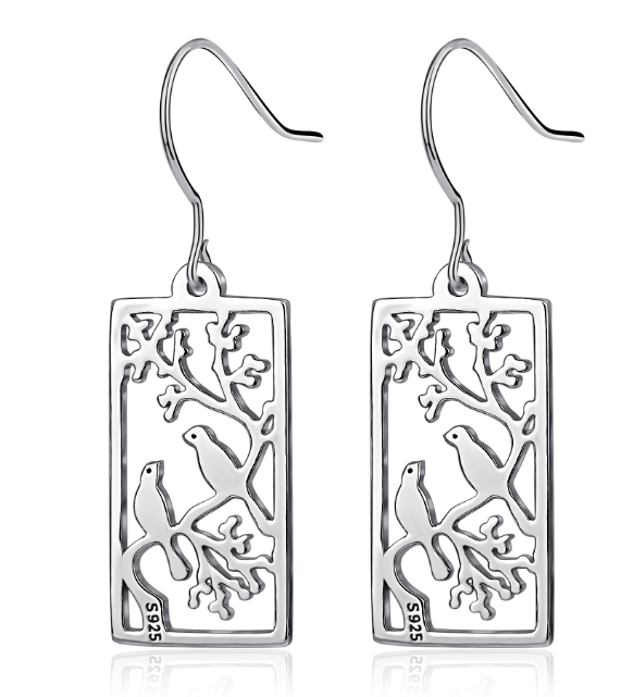 925 Silver Earrings Hollow Out Bird Painting - Málle