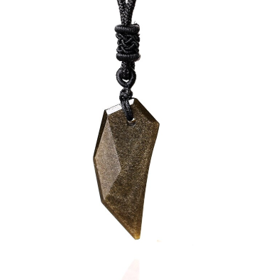 Natural Sands Obsidian Calendula Wolf Tooth Pendant - Málle