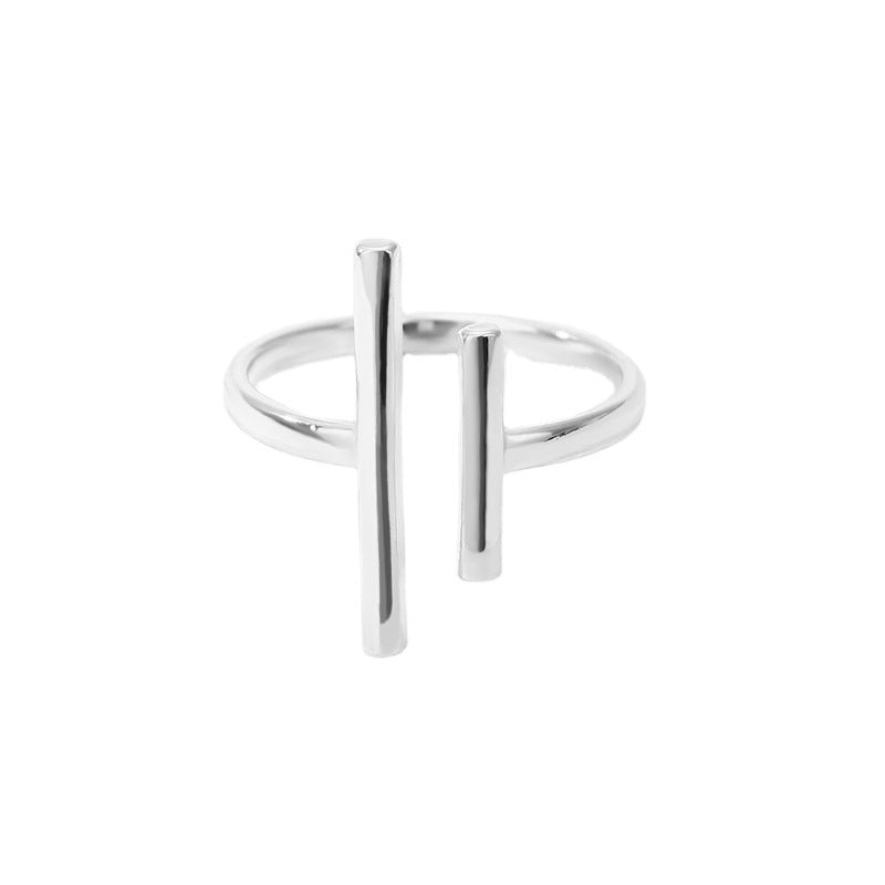 Parallel Bars Simple Ring Stainless Steel Ladies Ring - Málle