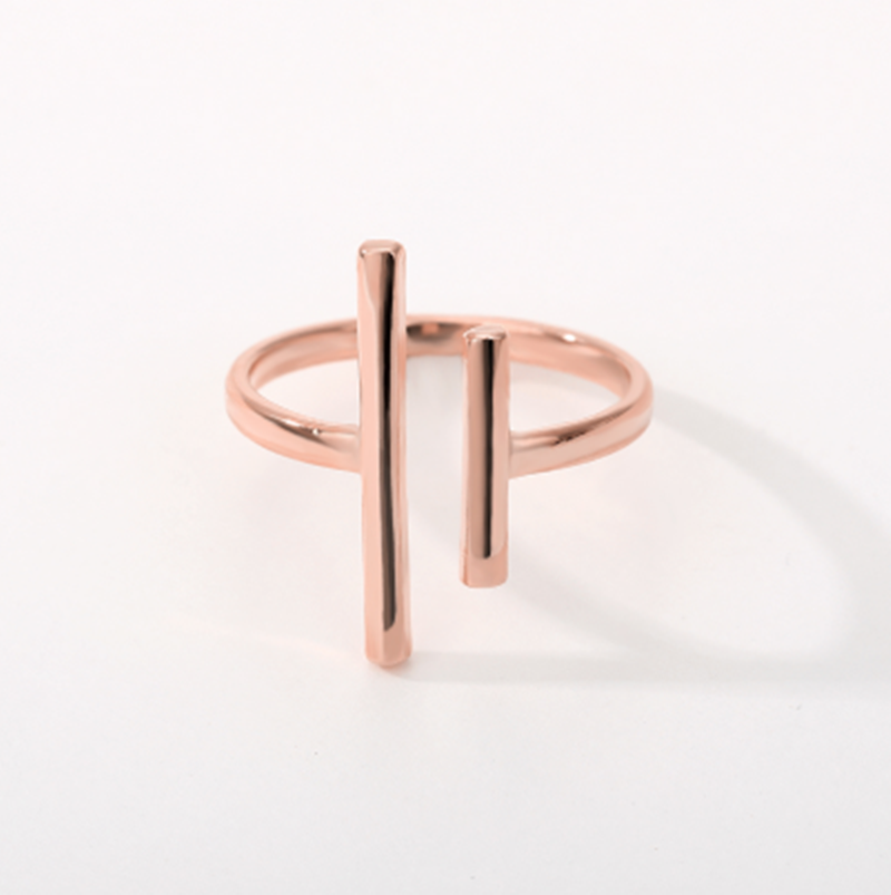 Parallel Bars Simple Ring Stainless Steel Ladies Ring - Málle