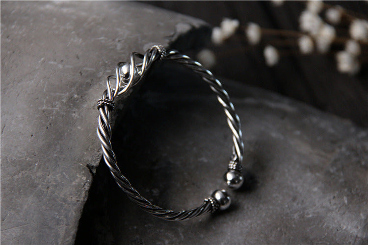 Handmade Silver Bracelet Female Sterling Silver Made Old Retro - Málle