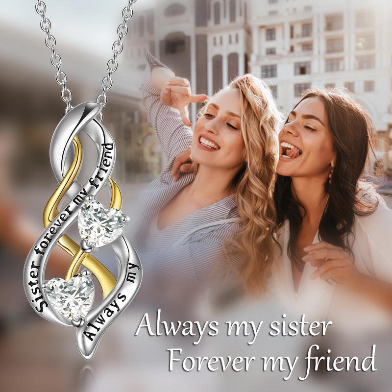 Always My Sister Forever My Friend Sterling Silver Infinity Celtic Knot Friendsship Pendant Necklace - Málle