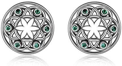 Sterling Silver Flower of Life Stud Earrings for Women Seed of Life Earrings - Málle