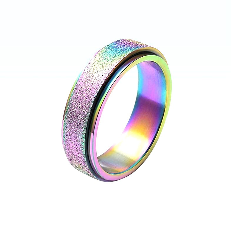 Turnable Rings Rainbow Silver Color - Málle