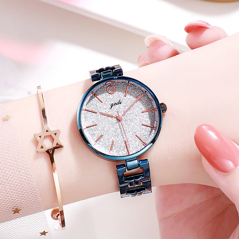 GEDI New Starry Fashion Women's Watch Student Trendy Steel Belt Watch Internet Celebrity Same Simple Ins Style Women's Watch - Málle