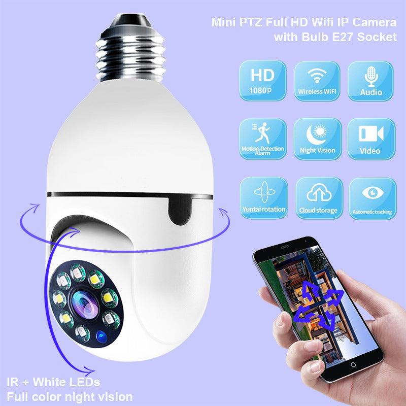 WiFi CAMERA 1080P Bulb 4X Zoom Camera E27 Home 5GWiFi Alarm Monitor - Málle