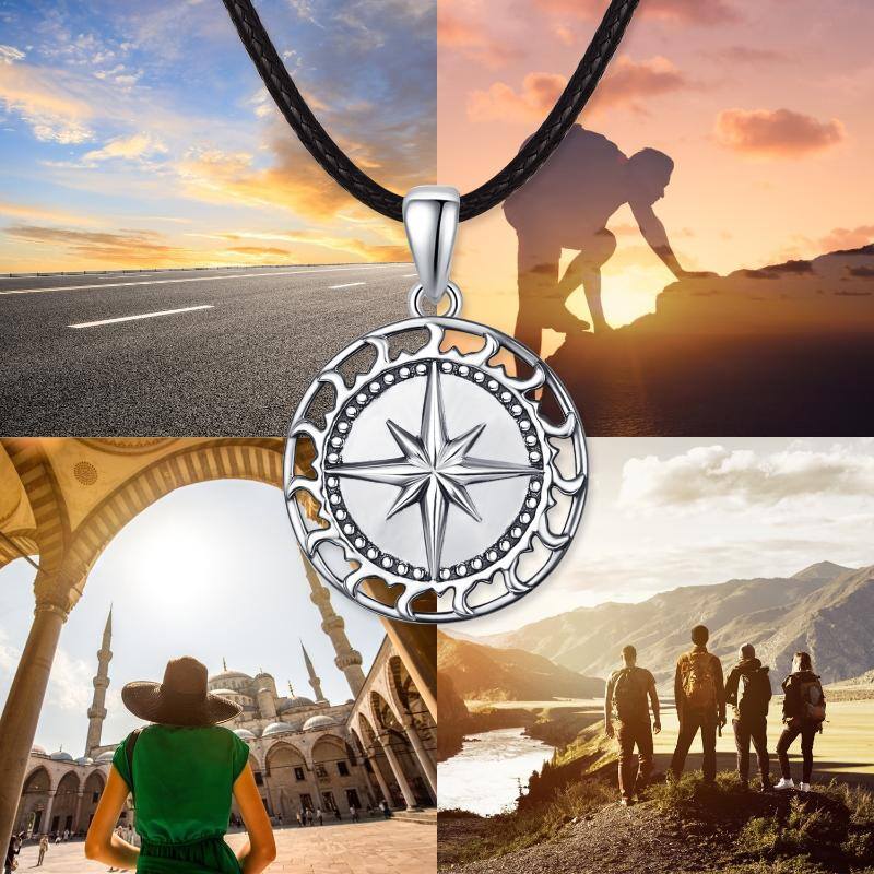 S925 Sterling Silver Compass Pendant Friendship Inspirational Necklace Graduation Gifts Jewelry - Málle