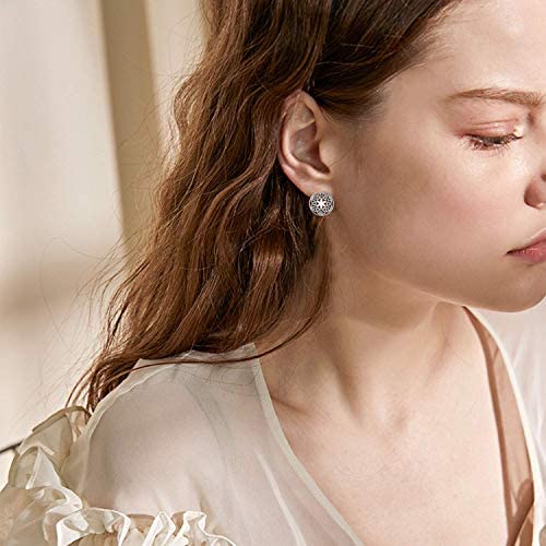 Sterling Silver Flower of Life Stud Earrings for Women Seed of Life Earrings - Málle