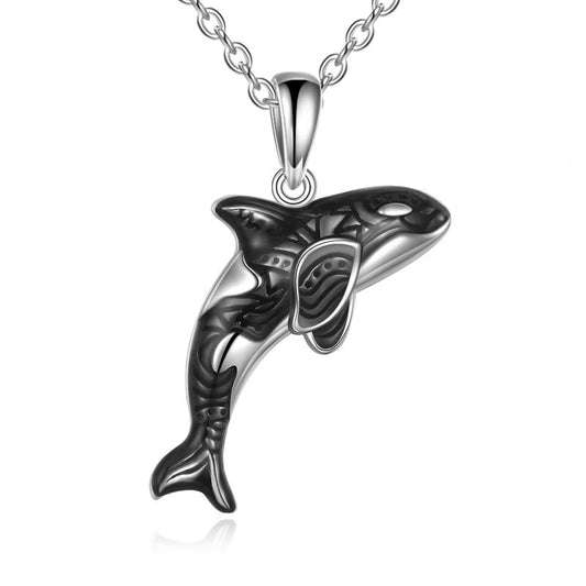 Sterling Silver Ocean Animal Sea Killer Whale Necklace - Málle