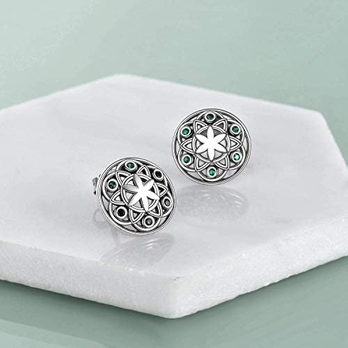 Sterling Silver Flower of Life Stud Earrings for Women Seed of Life Earrings - Málle