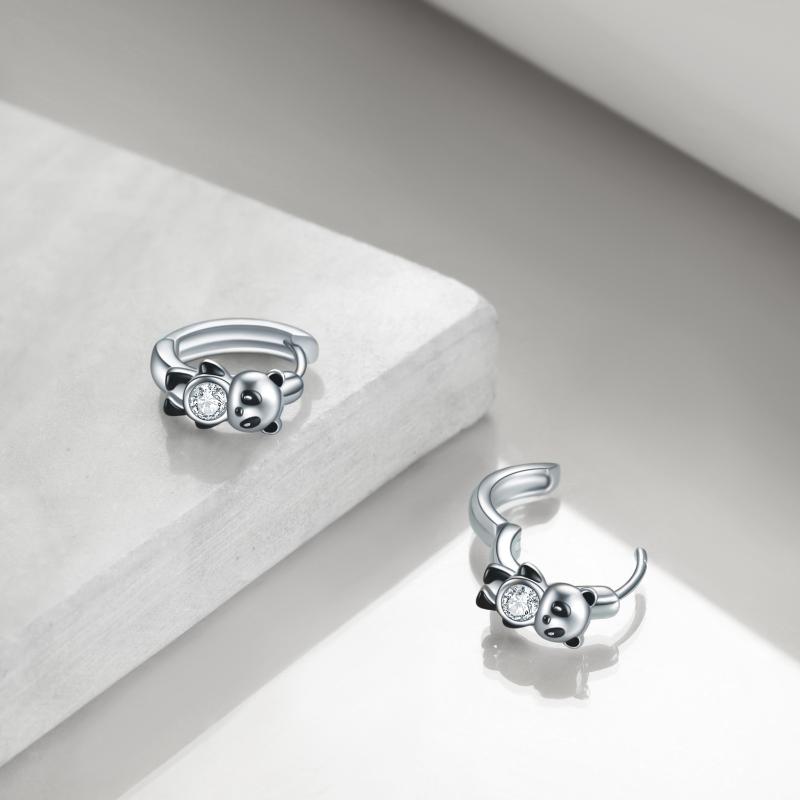 Sterling silver Panda Hoop Earrings - Málle