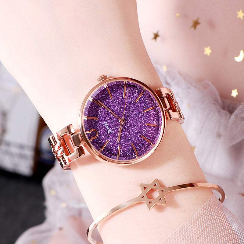 GEDI New Starry Fashion Women's Watch Student Trendy Steel Belt Watch Internet Celebrity Same Simple Ins Style Women's Watch - Málle