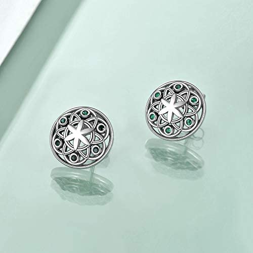 Sterling Silver Flower of Life Stud Earrings for Women Seed of Life Earrings - Málle