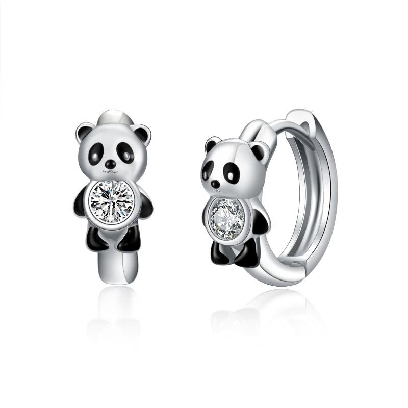 Sterling silver Panda Hoop Earrings - Málle